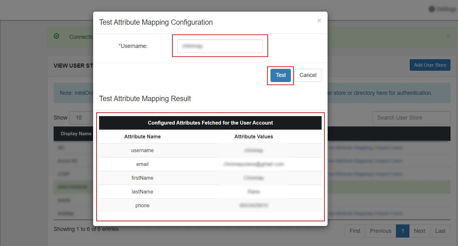 Shopify Active Directory (AD/LDAP) Integration test mapped AD/LDAP attributes