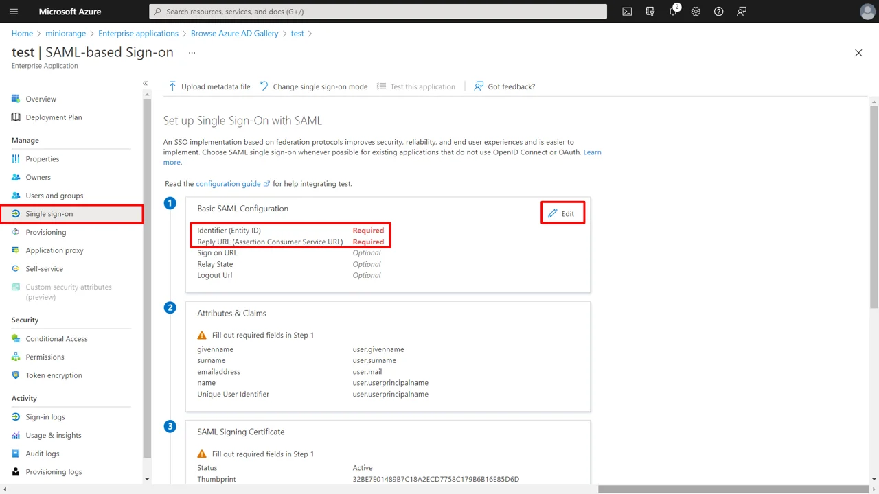 azure ad sso configuring single sign-on