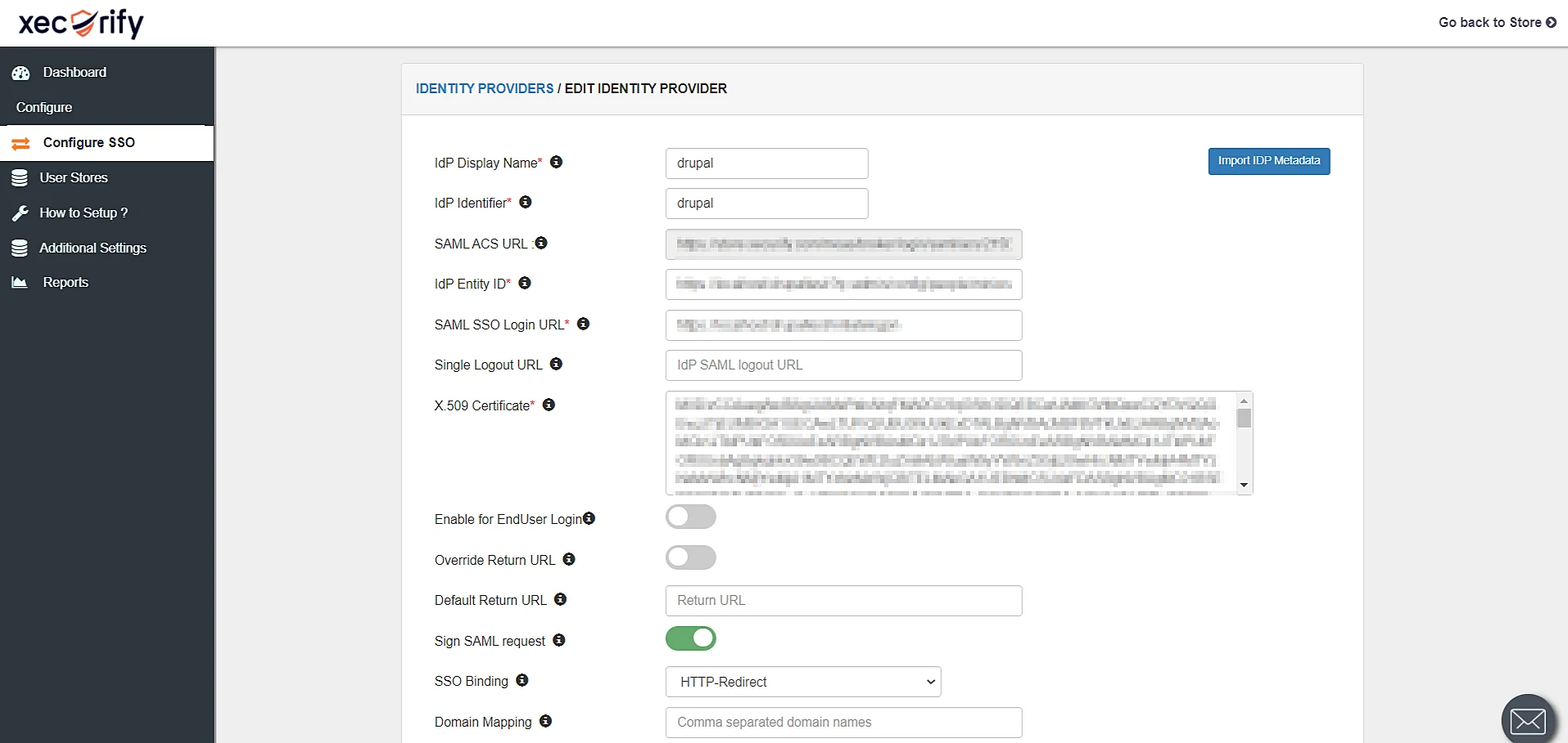 Shopify SAML Single Sign-On SSO Login - manual enter