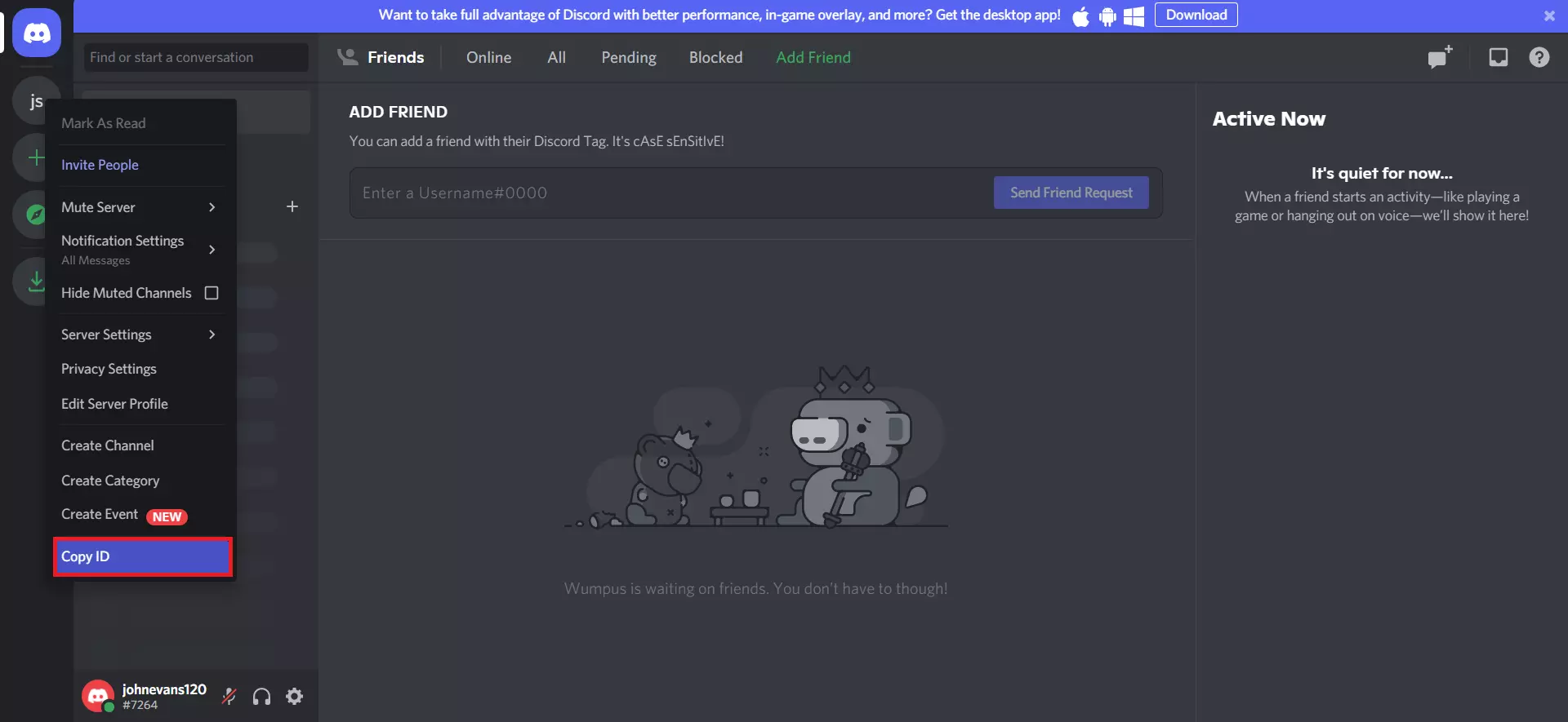 Woocommerce to discord role mapping copy the guild ID