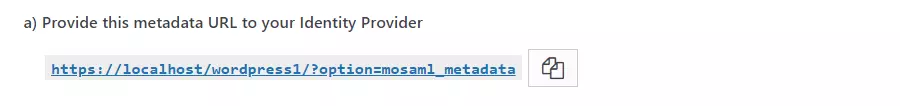 WP SAML SSO - metadata URL image 
