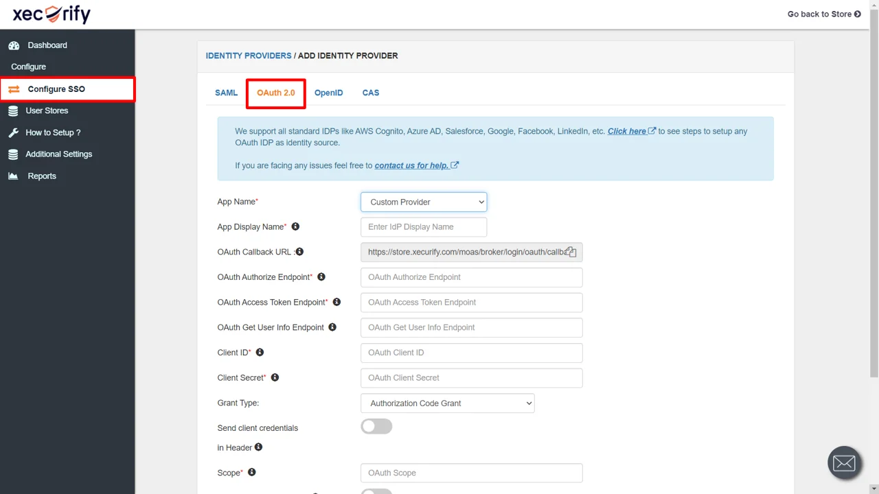 Azure AD oauth SSO shopify - choose oauth 2.0 for configurations