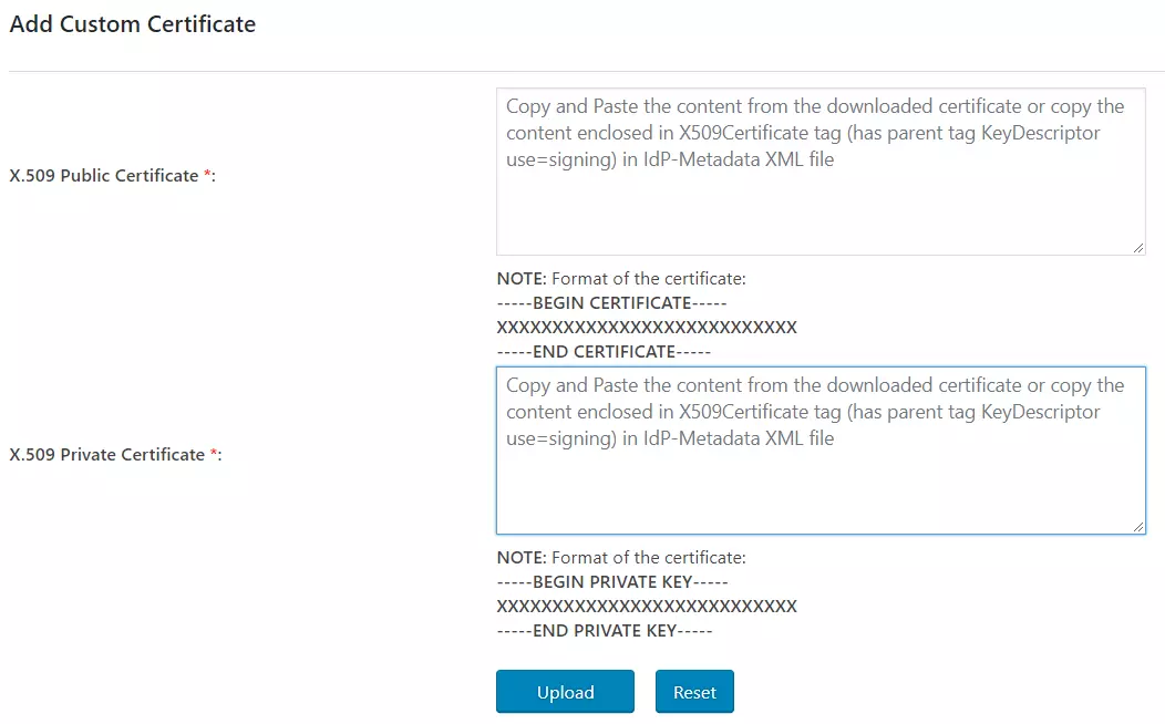 Custom certificate 