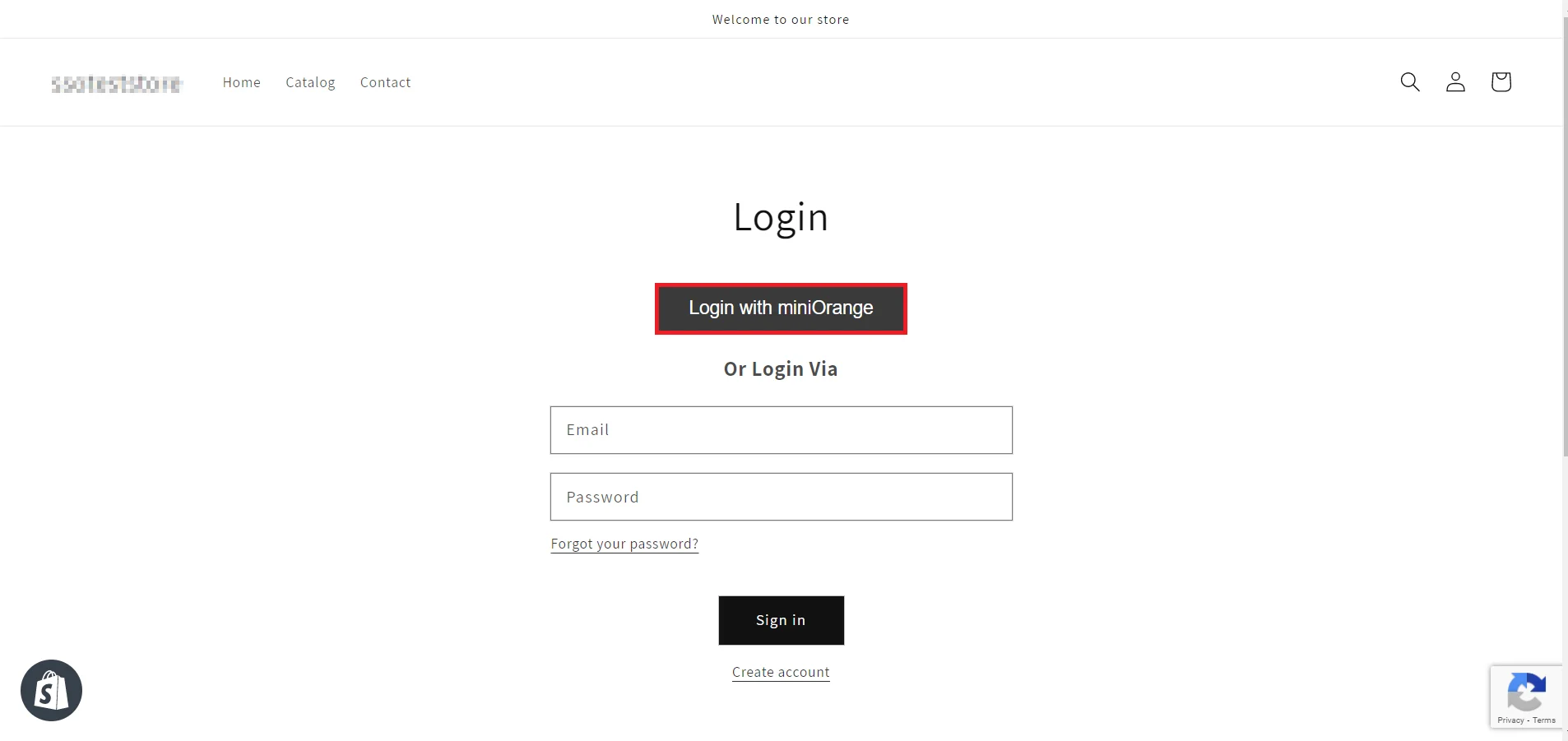 miniorange Shopify SSO - login with miniorange shopify - click on login button