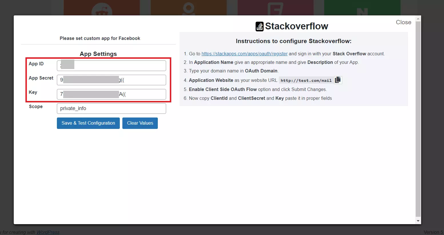 stackoverflow WordPress social login paste client ID and Secret