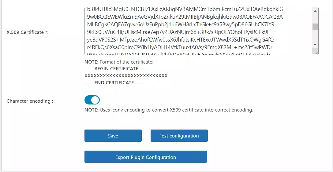 WP SAML SSO - Character encoding