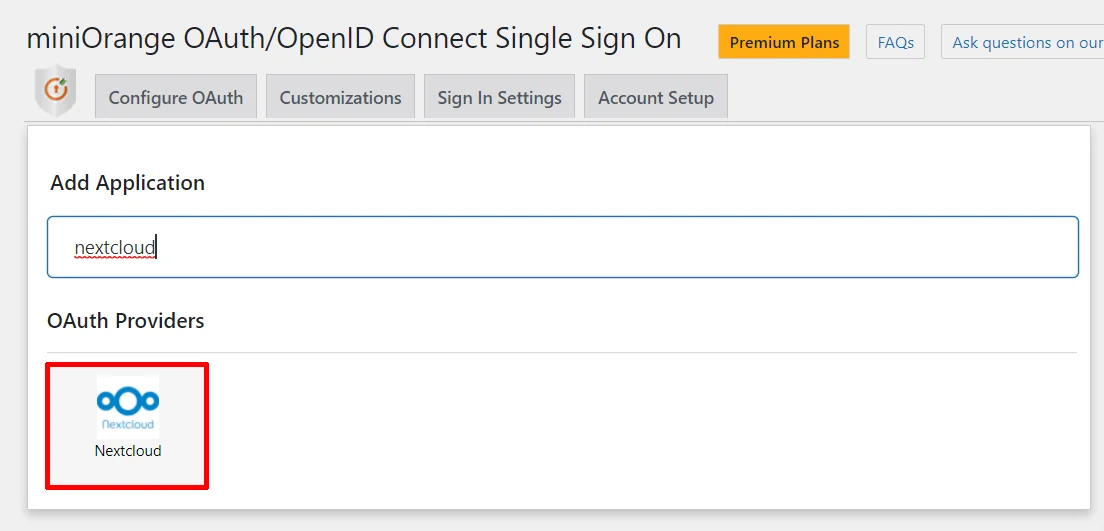 NextCloud Single Sign-On (SSO) OAuth - Add new application
