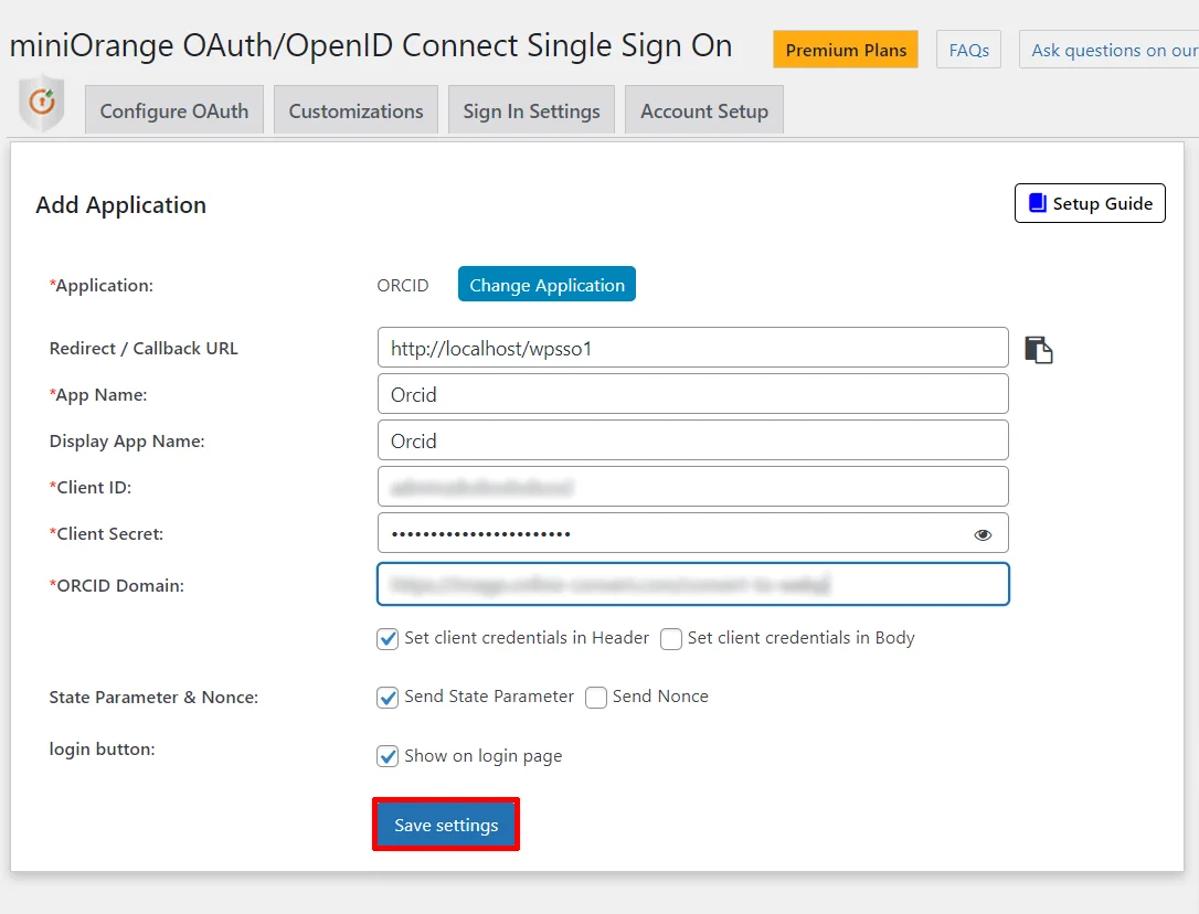 Orcid Single Sign-On (SSO) OAuth - Add App name, TenantID