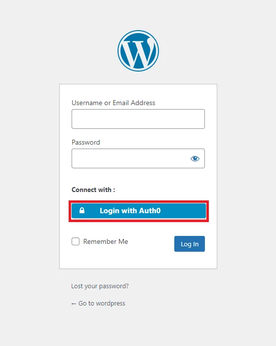 Auth0 Single Sign-on (SSO) - WordPress create-newclient login button
