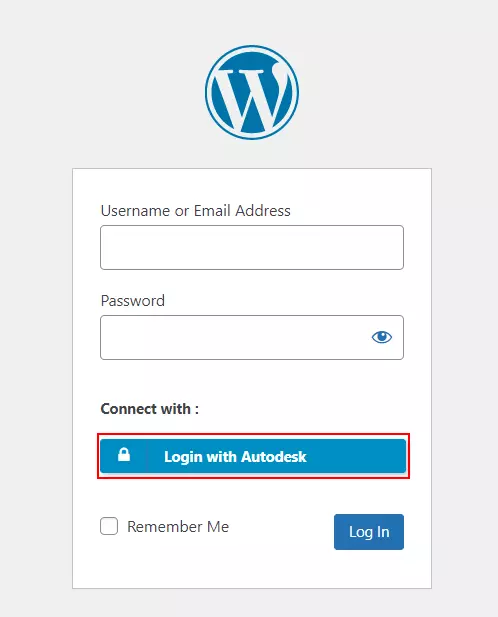 Autodesk Single Sign-on (SSO) - WordPress create-newclient login button setting
