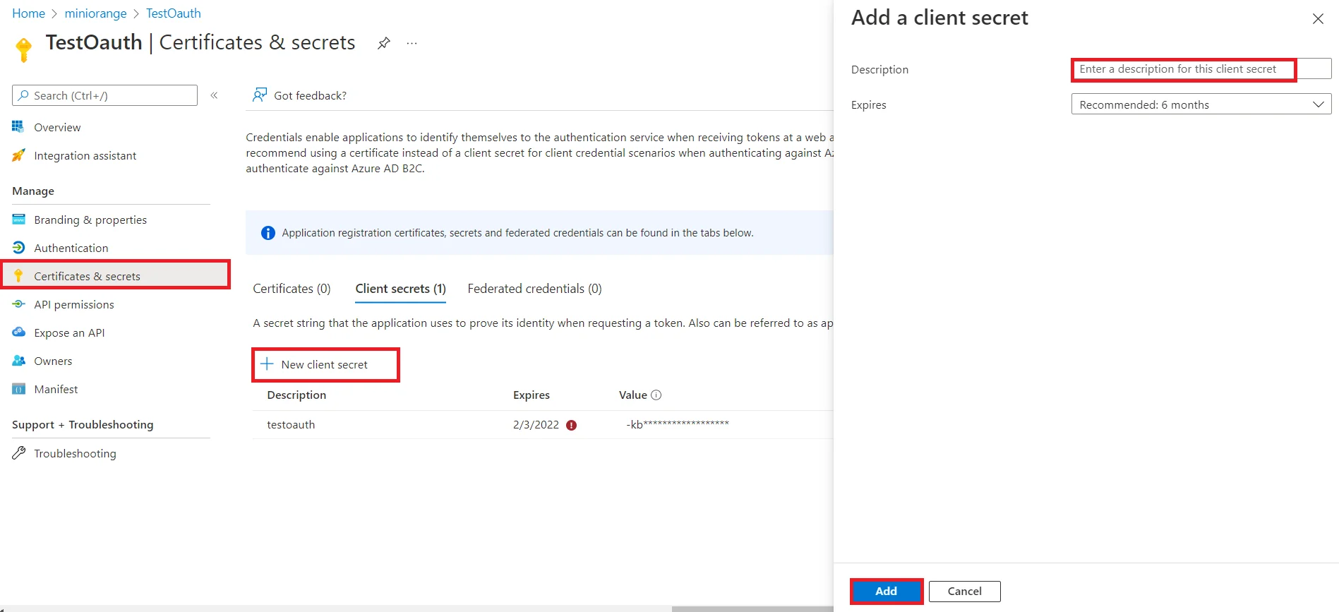 nopCommerce OAuth Single Sign-On (SSO) using Azure AD (Microsoft Entra ID) as IDP - secret-Key