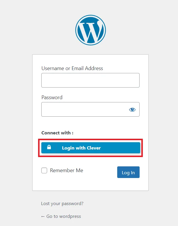 Clever  Single Sign-on (SSO) - WordPress create-newclient login button setting