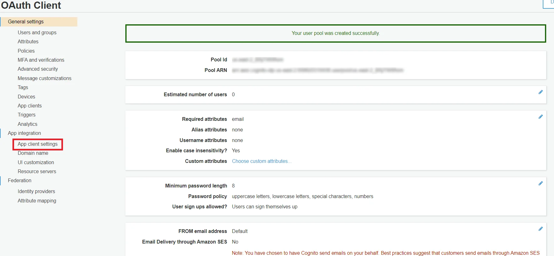 AWS Cognito Single Sign-On (SSO) - AWS Cognito App Details