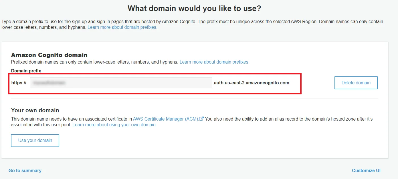 AWS Cognito Single Sign-On (SSO) - AWS Cognito Domain Name