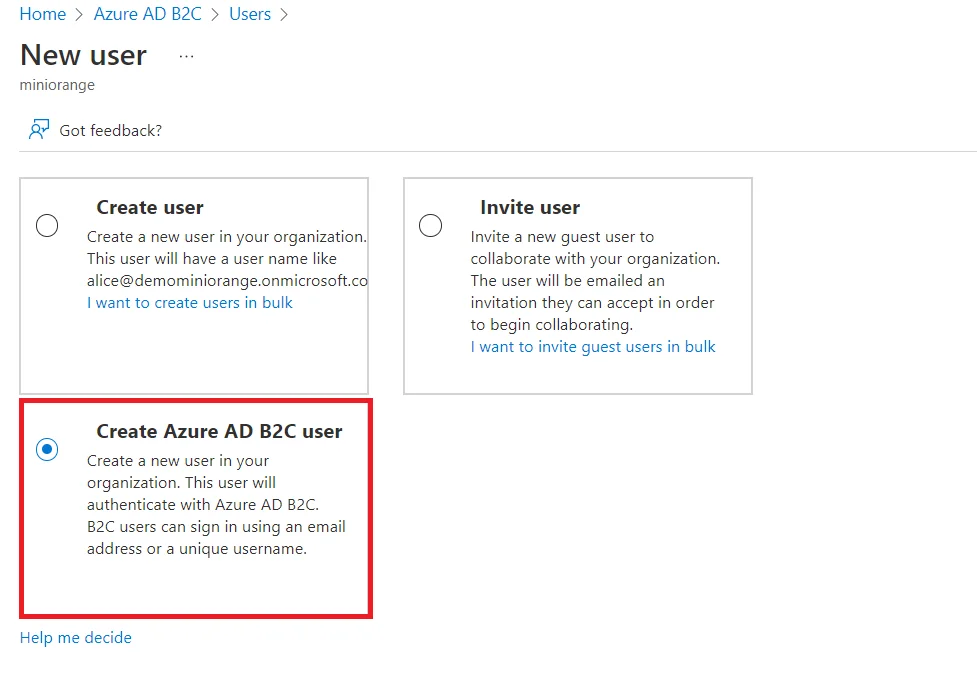 Umbraco OAuth/OIDC Single Sign-On (SSO) using AzureAD B2C as IDP (OAuth Provider) - create azure user