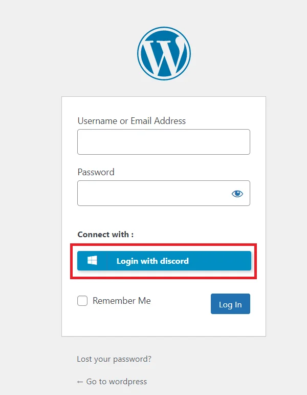 Discord Single Sign-on (SSO) - WordPress create-newclient login button setting