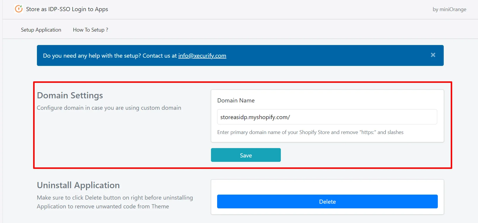Single Sign-On (SSO)for Shopify (Plus and Non Plus),set your domain 