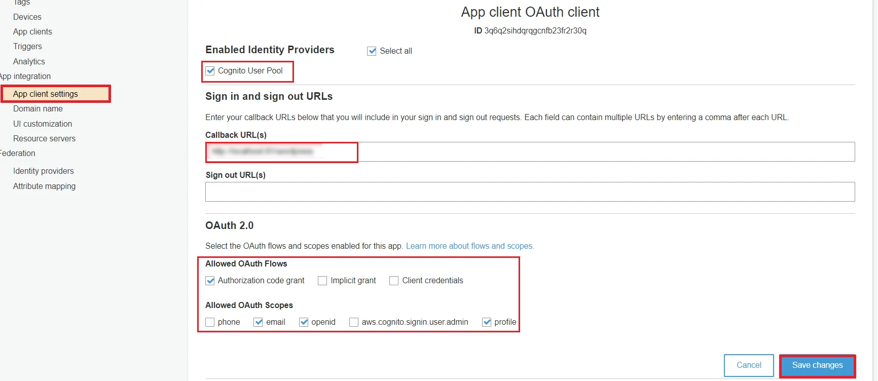 AWS Cognito Single Sign-On (SSO)  for Hubspot- AWS Cognito App Client