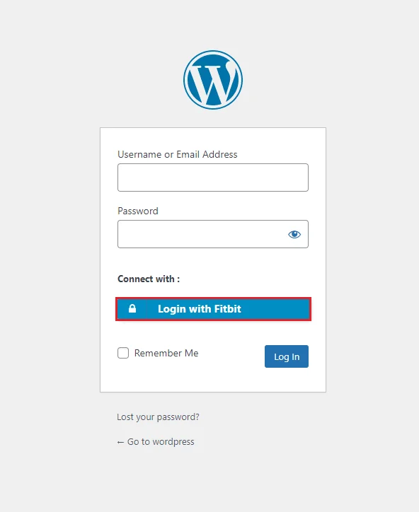 FitBit Single Sign-on (SSO) - WordPress create-newclient login button