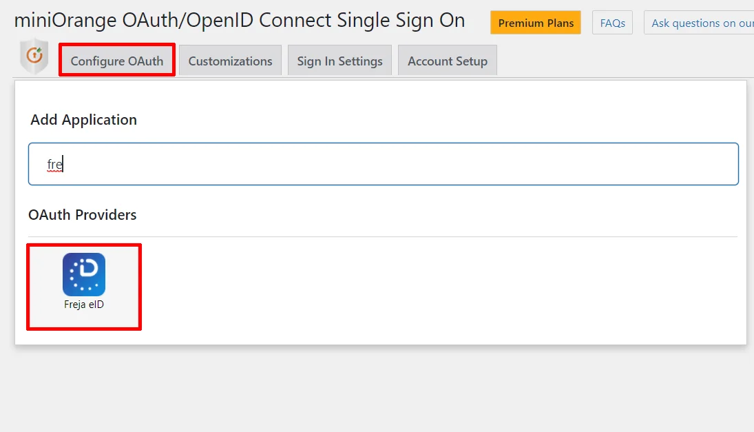 Freja eID Single Sign-On (SSO) OAuth - Add new application