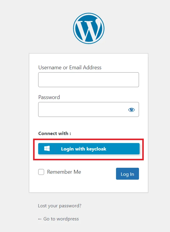 Keycloak Single Sign-On (SSO) - WordPress create-newclient login button setting