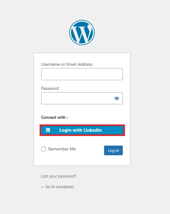 Linkedin Single Sign-on (SSO) - WordPress create-newclient login button