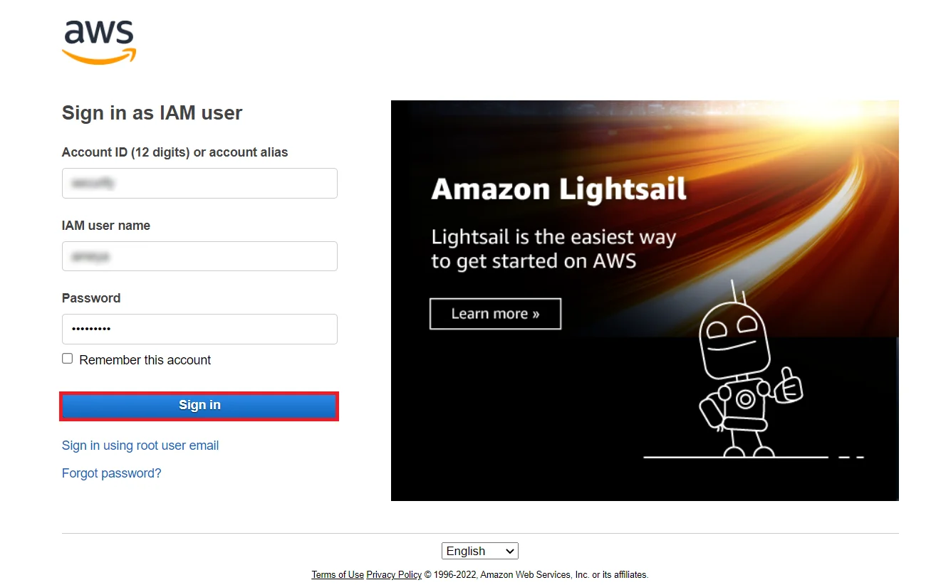 Amazon console sign up for Odoo Single Sign-On