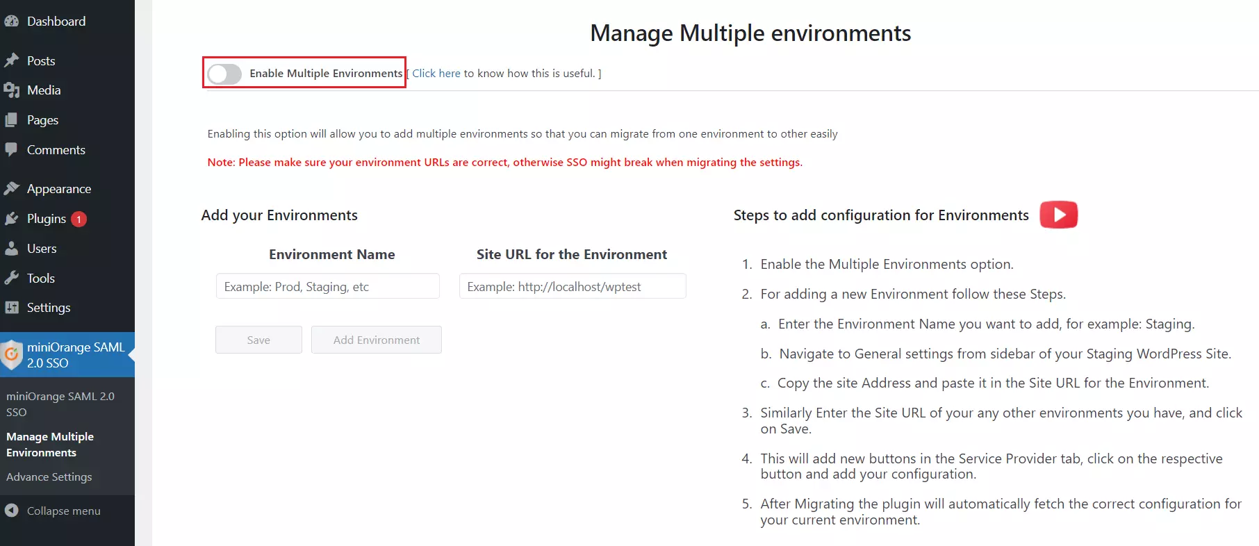 Enable Multiple Environments - Migration in Multiple Environments