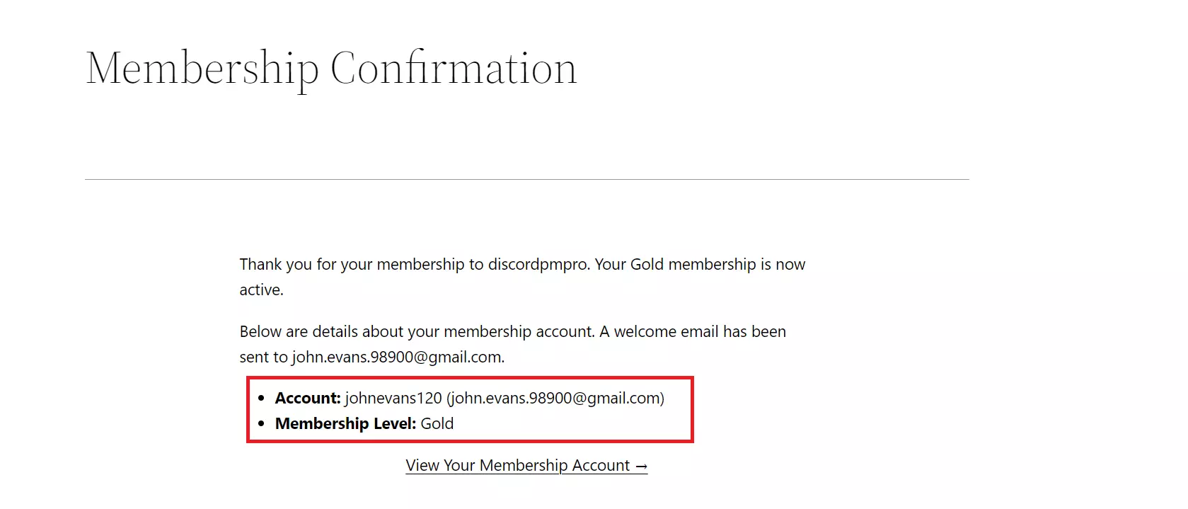 user assigned with membership on registration