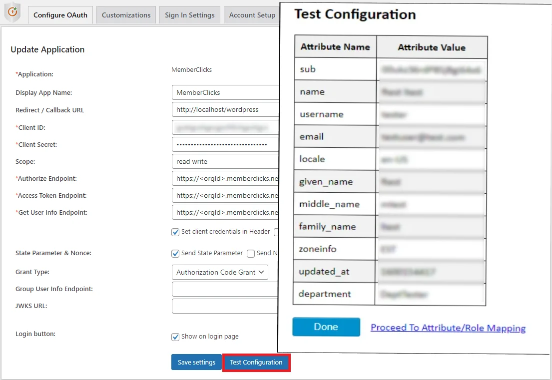 MemberClicks Single Sign-On (SSO) - test configuration