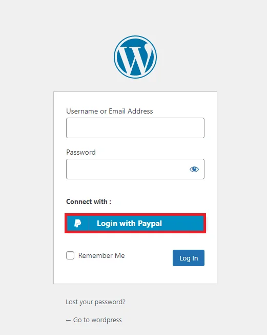 PayPal Single Sign-on (SSO) - WordPress create-newclient login button