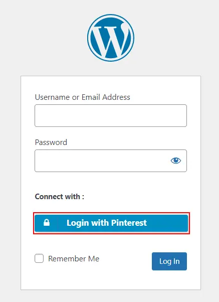 Pinterest Single Sign-on (SSO) - WordPress create-newclient login button setting
