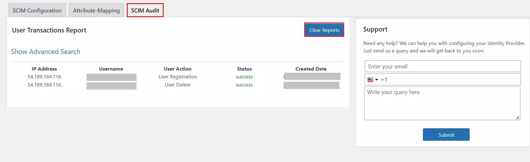 Scim User Provisioning - Clear Reports