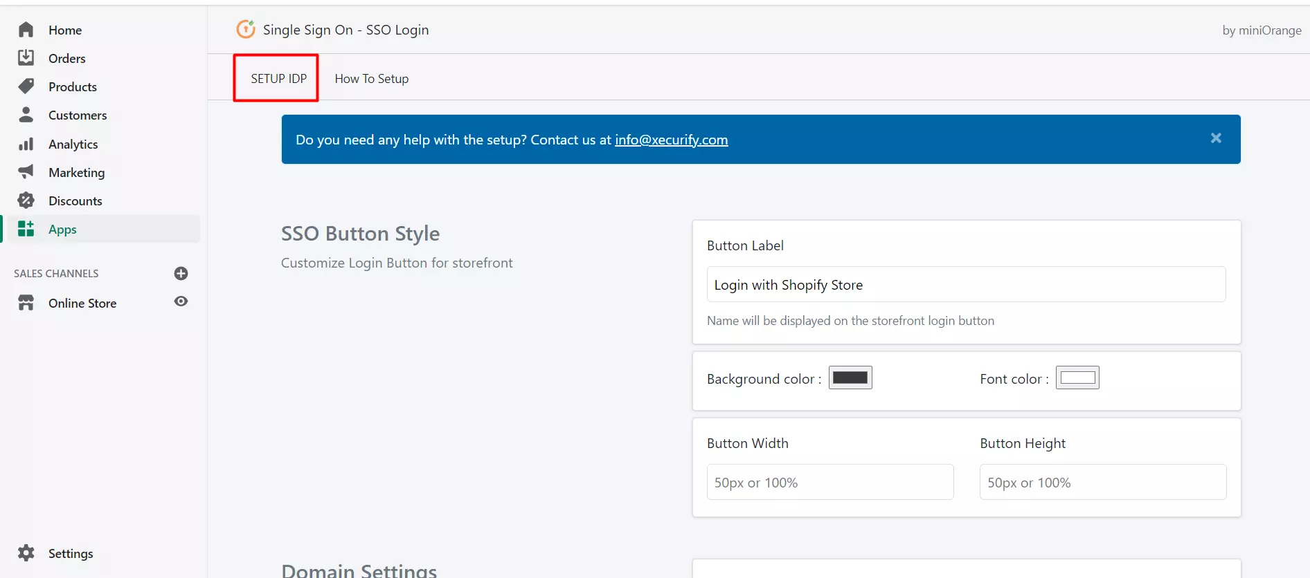 Shopify Single Sign-On (SSO) - Select IDP details 