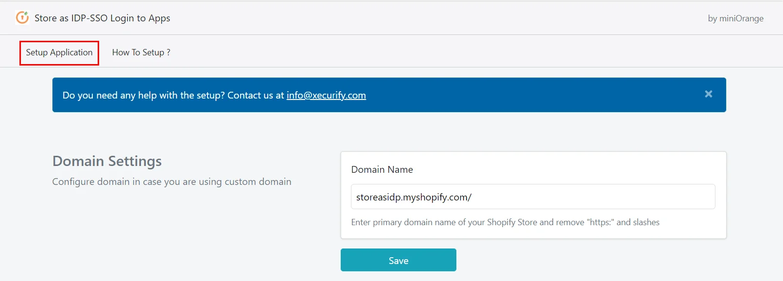 Single Sign-On (SSO)for Shopify (Plus and Non Plus), setup-application