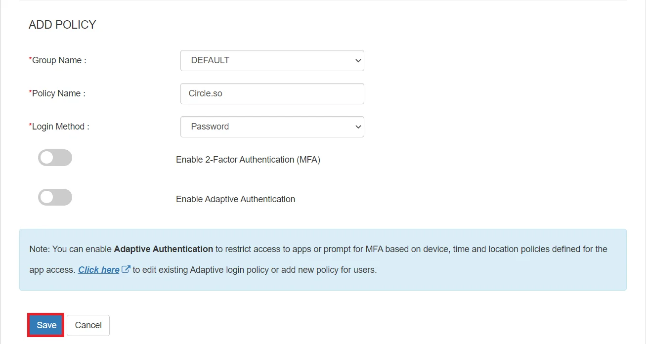 Shopify Single Sign-On (SSO)- add policy