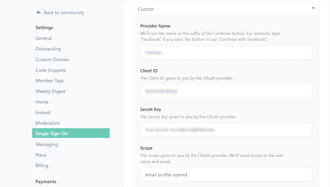 Shopify Single Sign-On (SSO)- enter client credentials