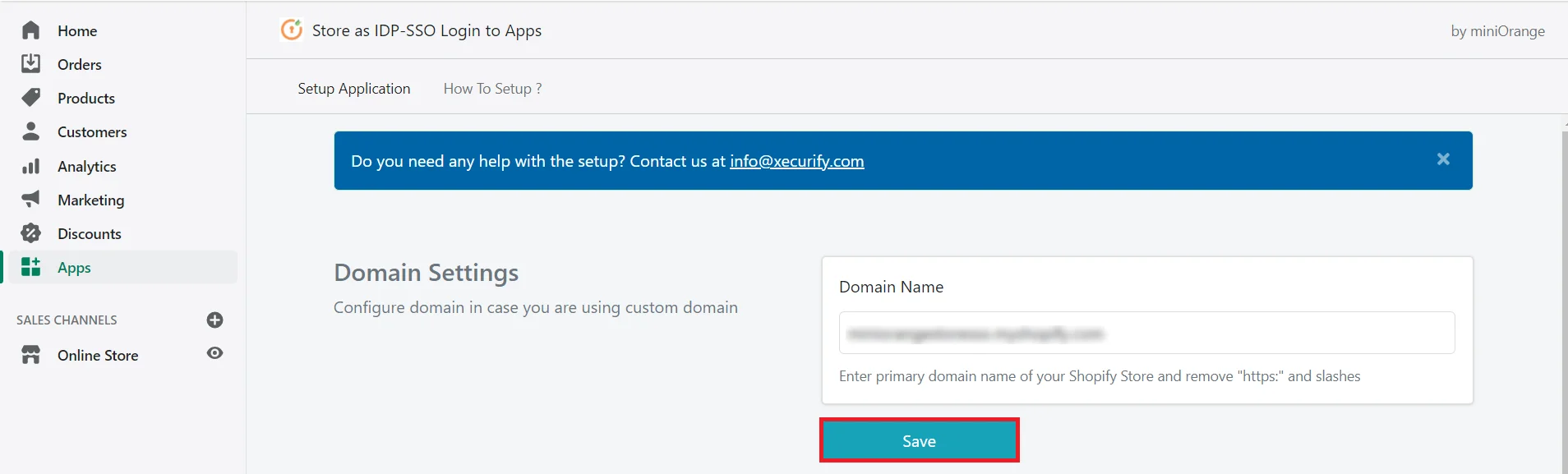 Shopify Single Sign-On (SSO)- add domain