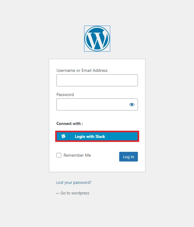 Slack Single Sign-on (SSO) - WordPress create-newclient login button