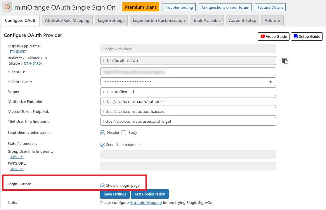 Slack Single Sign-on (SSO) - WordPress create-newclient login option