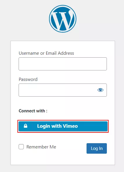 Vimeo Single Sign-on (SSO) - WordPress create-newclient login button setting