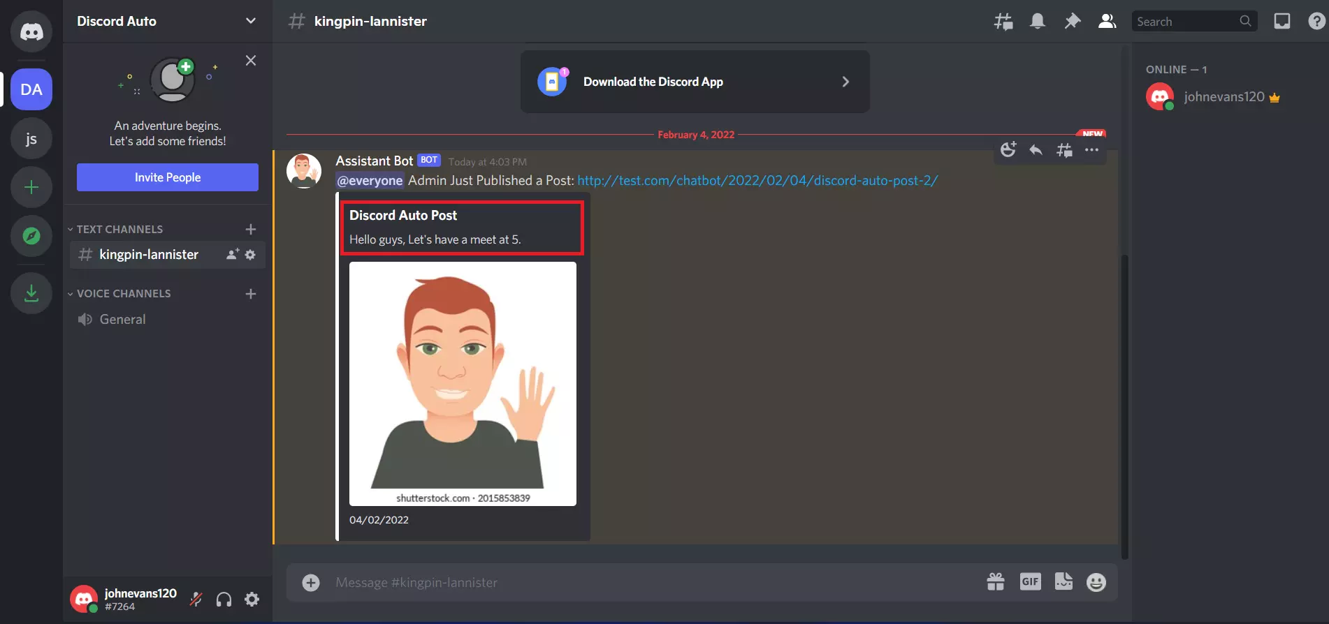 automatically post wordpress post to discord server post shared on discord