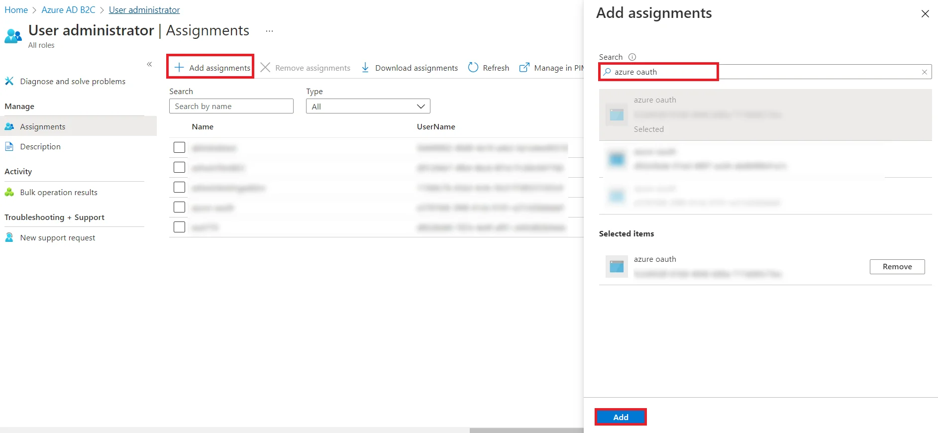 Azure B2C B2C Single Sign-on (SSO) - add assignments