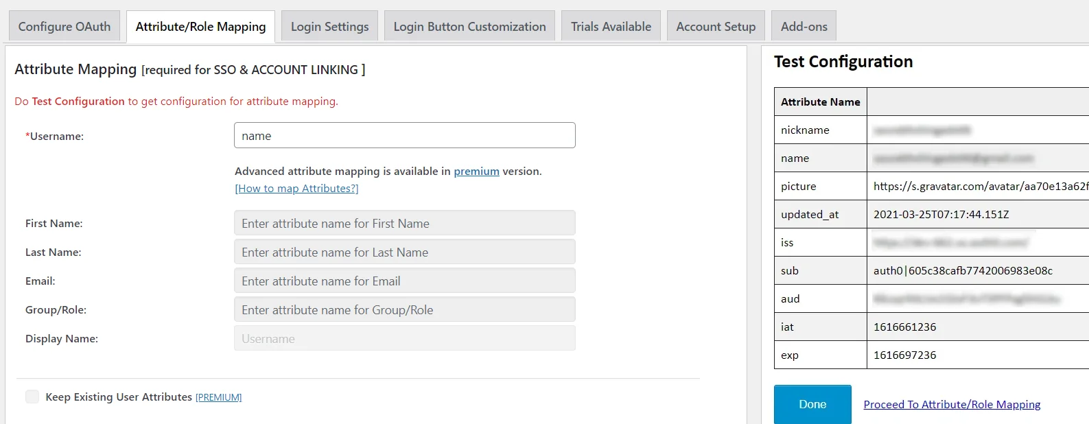 OAuth/OpenID Auth0 Single Sign On SSO WordPress create-newclient attribute/role mapping