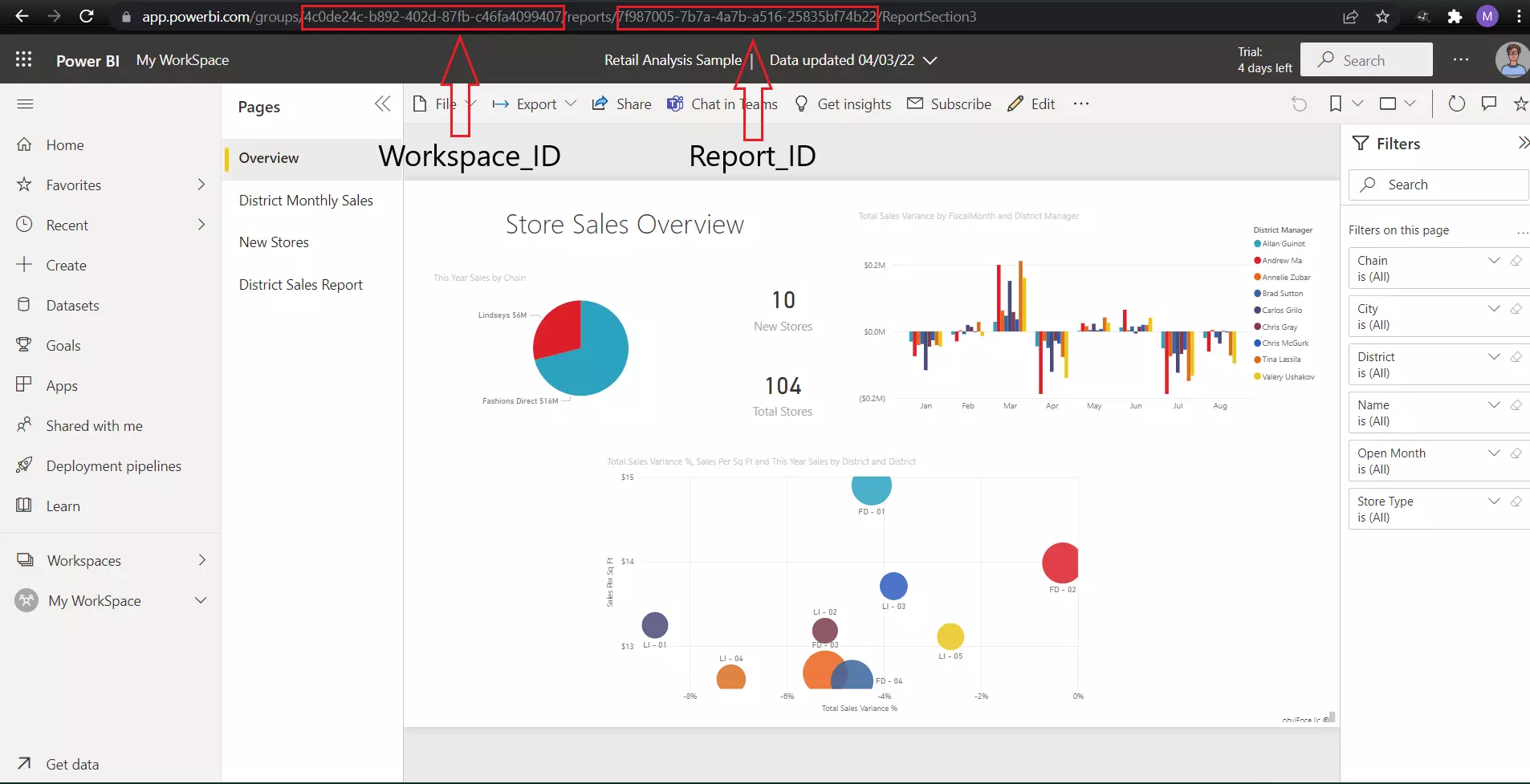 WP PowerBI Embed with row level security | Copy the IDs