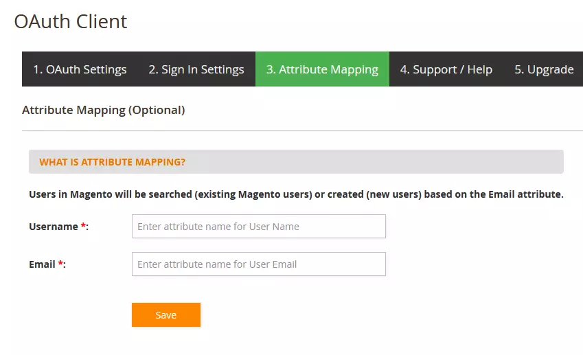 Magento 2 OAuth attribute mapping Magento SSO