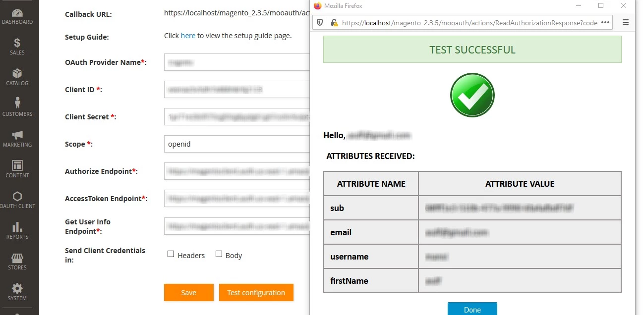 Magento 2 OAuth credentials WHMCS SSO OAuth