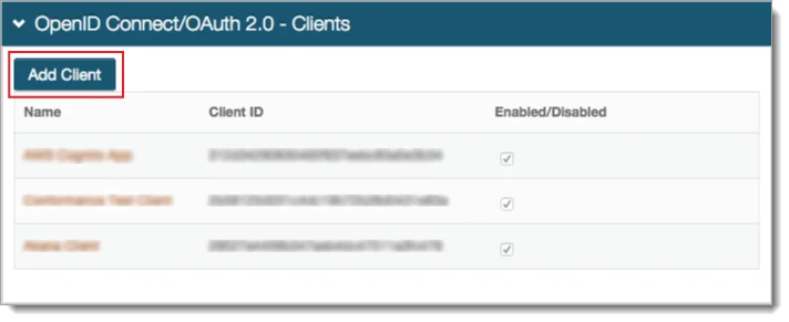 SecureAuth Single Sign-On (SSO) - add client