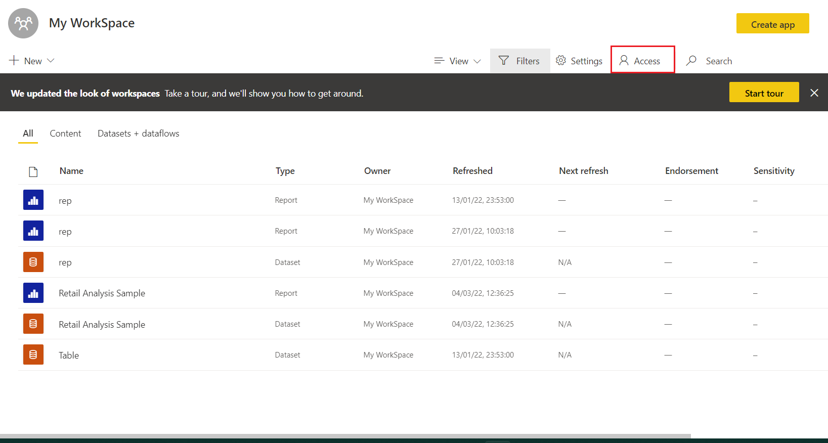 WP PowerBI Embed with row level security | Navigate to access tab