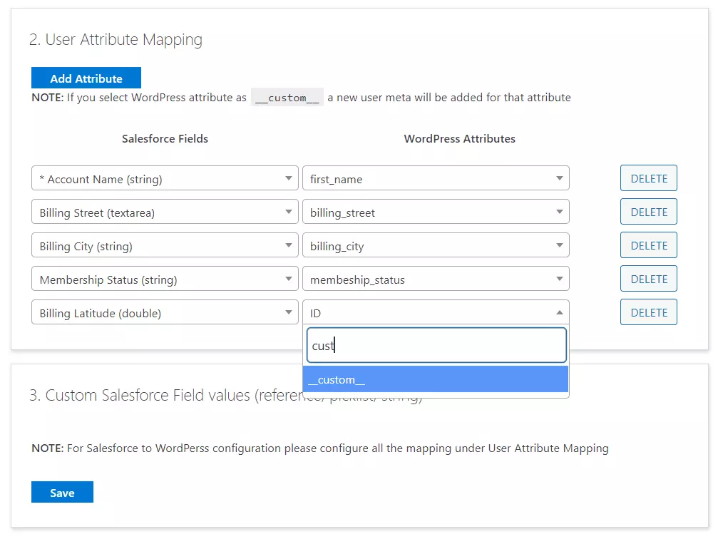 Configure Object Data Sync for Salesforce plugin | save mapping